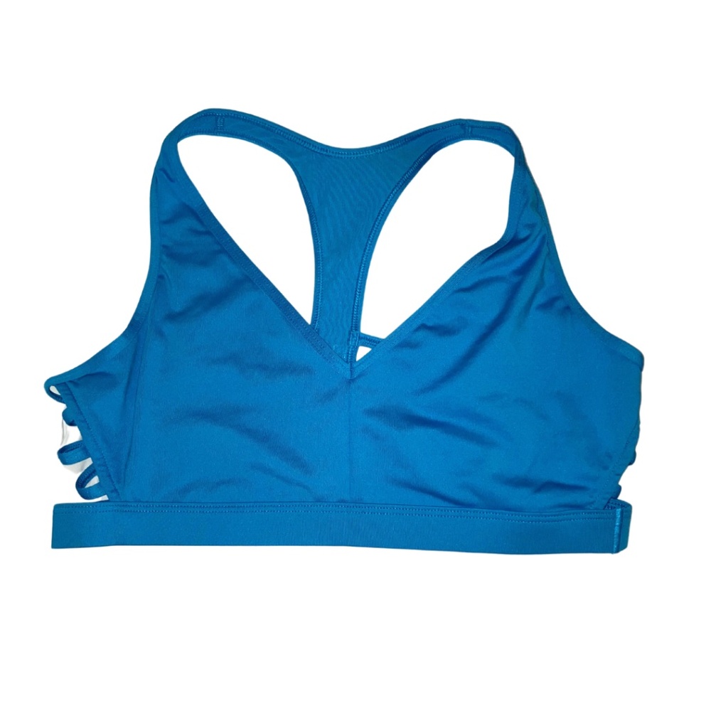 L | NWOT Blue Strappy Back Sports Bra